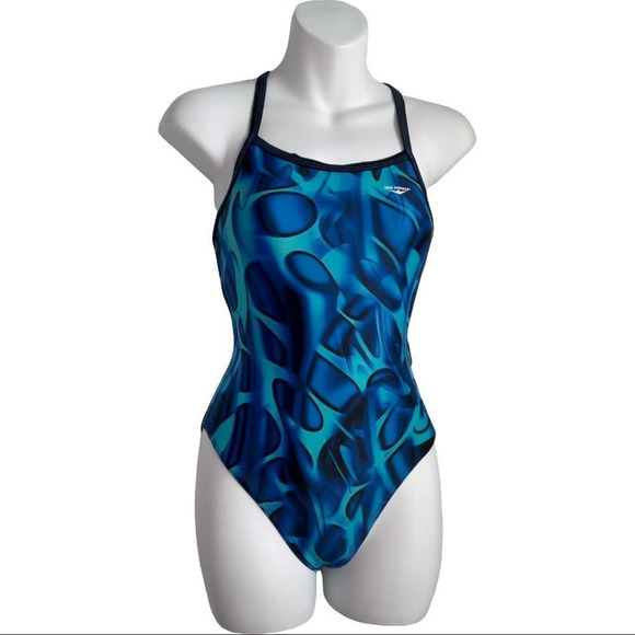 The Finals Competition One Piece Swimsuit Geometric Print XXS/30 Bright Blue - Picture 16 of 16
